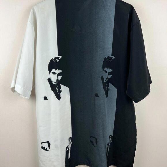 Vintage Scarface Tony Montana Universal Studios Dragonfly Button Shirt Sz L - Picture 2 of 7